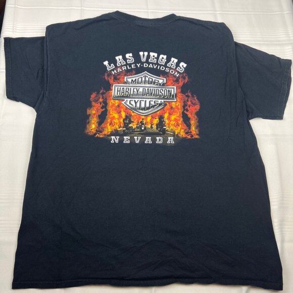 2003 Harley Davidson Motorcycles Las Vegas Nevada Flames T Shirt Men Size 2XL - Picture 3 of 9
